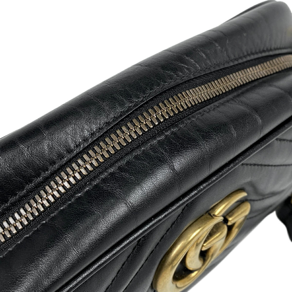 Gucci GG Marmont Chain Shoulder Bag Double GG Crossbody Leather Black - Picture 5 of 7